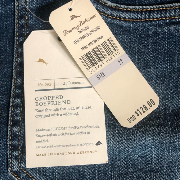 Tommy Bahama Cropped Boyfriend Denim Jeans Size 27 - Picture 4 of 4